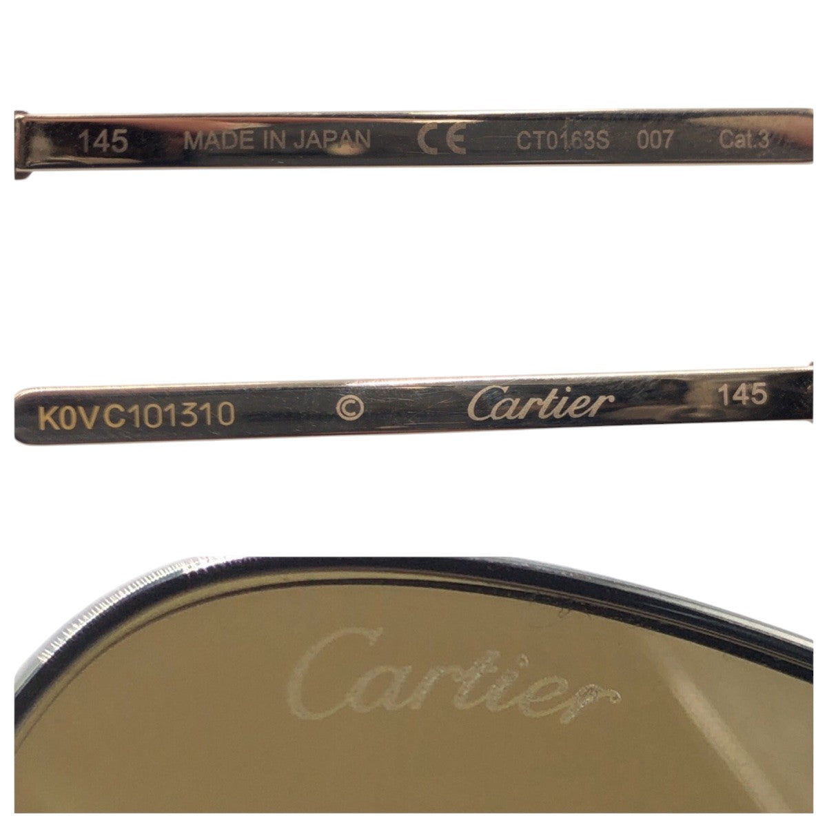 CARTIER カルティエ ブラウン ゴールド メタル K0VC101310 CT0163S 007 サングラス ティアドロップ  メンズ A41