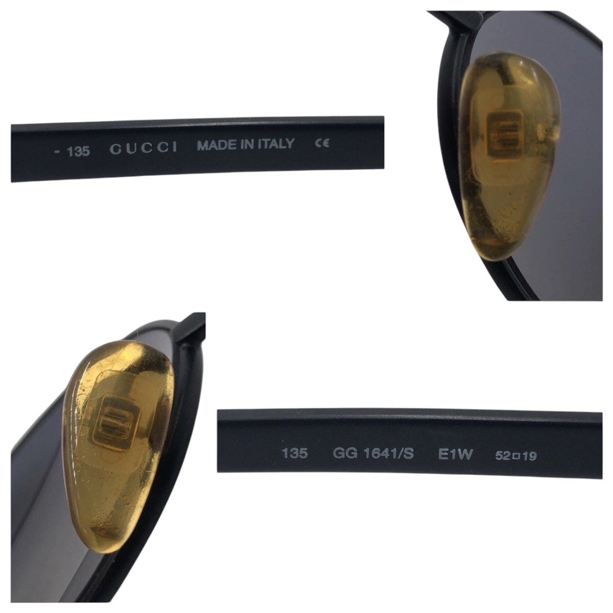 14352
GUCCI グッチ ブラック 黒 メタル 135 GG 1641/S E1W 5219 サングラス オーバル  メンズ