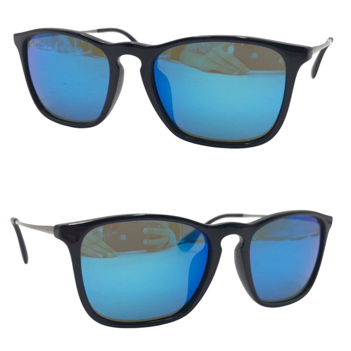 Ray-Ban Chris Blue Mirror Black Plastic/Metal RB4187-F 601/55 5418 145 3N Sunglasses Wellington Men's