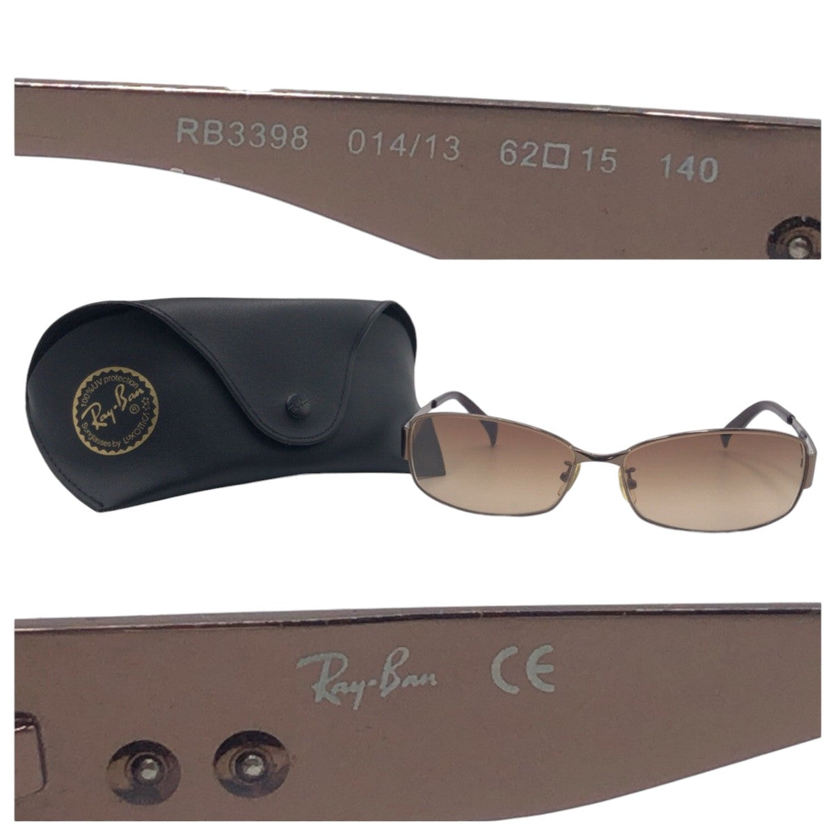 Ray-Ban Brown Metal RB3398 041/31 6215 140 Square Eyeglass Frame for Men