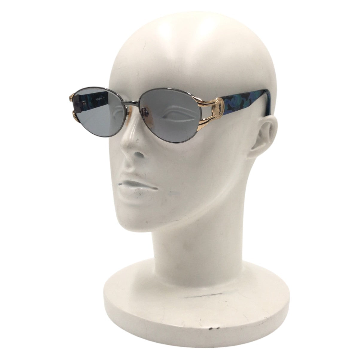 YVES SAINT LAURENT イヴ サンローラン ヴィンテージ YSL グリーン シルバー メタル 6BJ サングラス ウェリントン  レディース