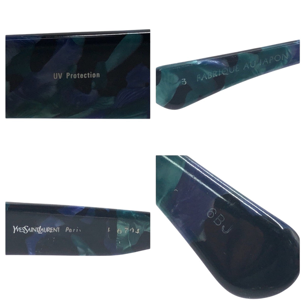 YVES SAINT LAURENT イヴ サンローラン ヴィンテージ YSL グリーン シルバー メタル 6BJ サングラス ウェリントン  レディース