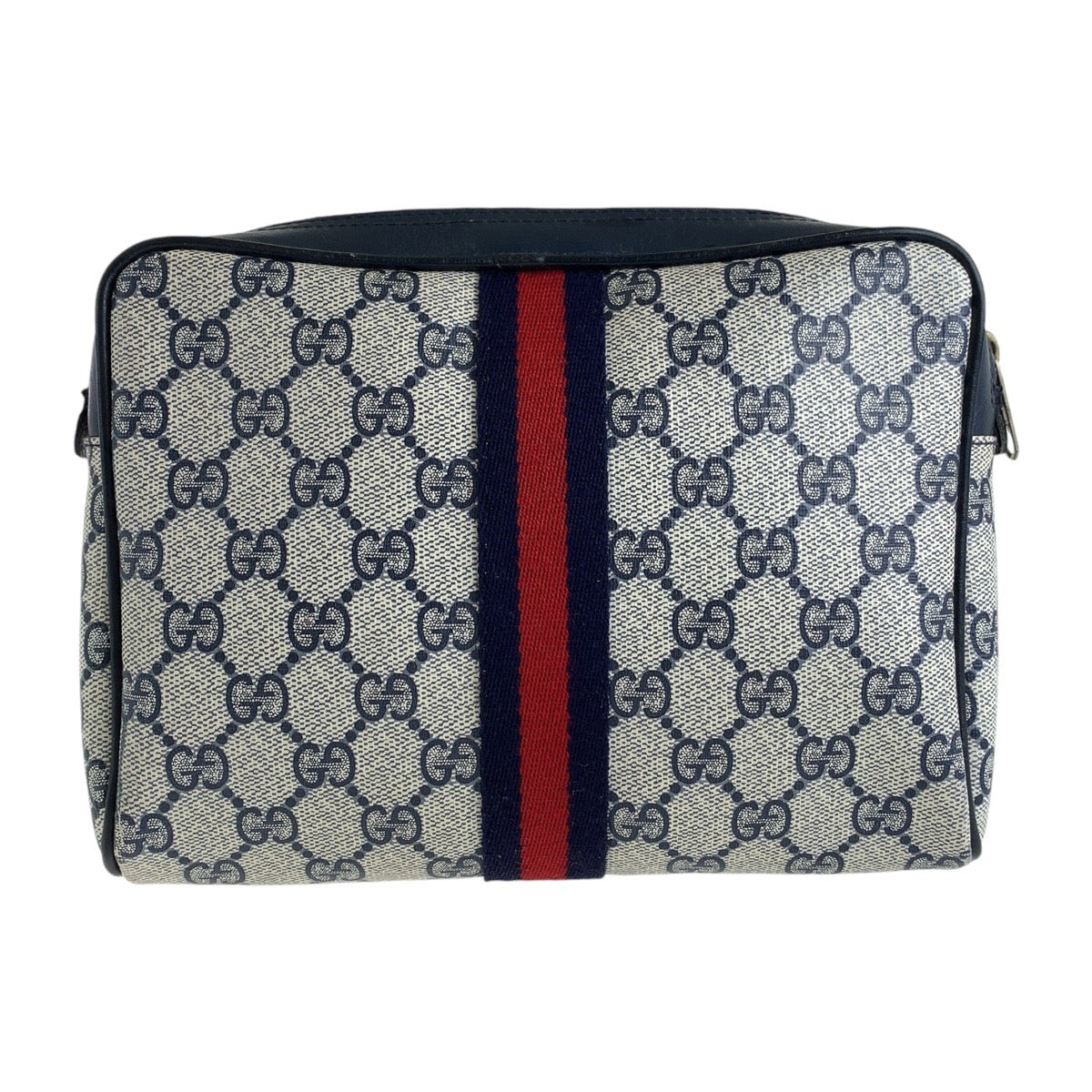 13861
GUCCI グッチ シェリーライン グレー ネイビー GGスプリームキャンバス クラッチバッグ ポーチ  レディース