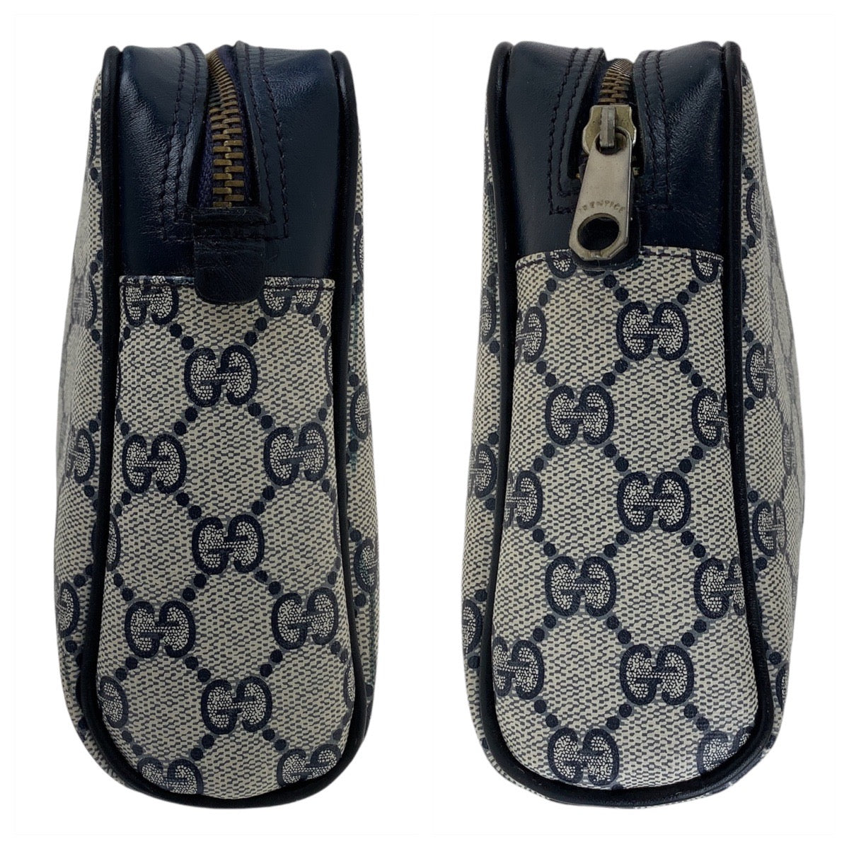 13861
GUCCI グッチ シェリーライン グレー ネイビー GGスプリームキャンバス クラッチバッグ ポーチ  レディース