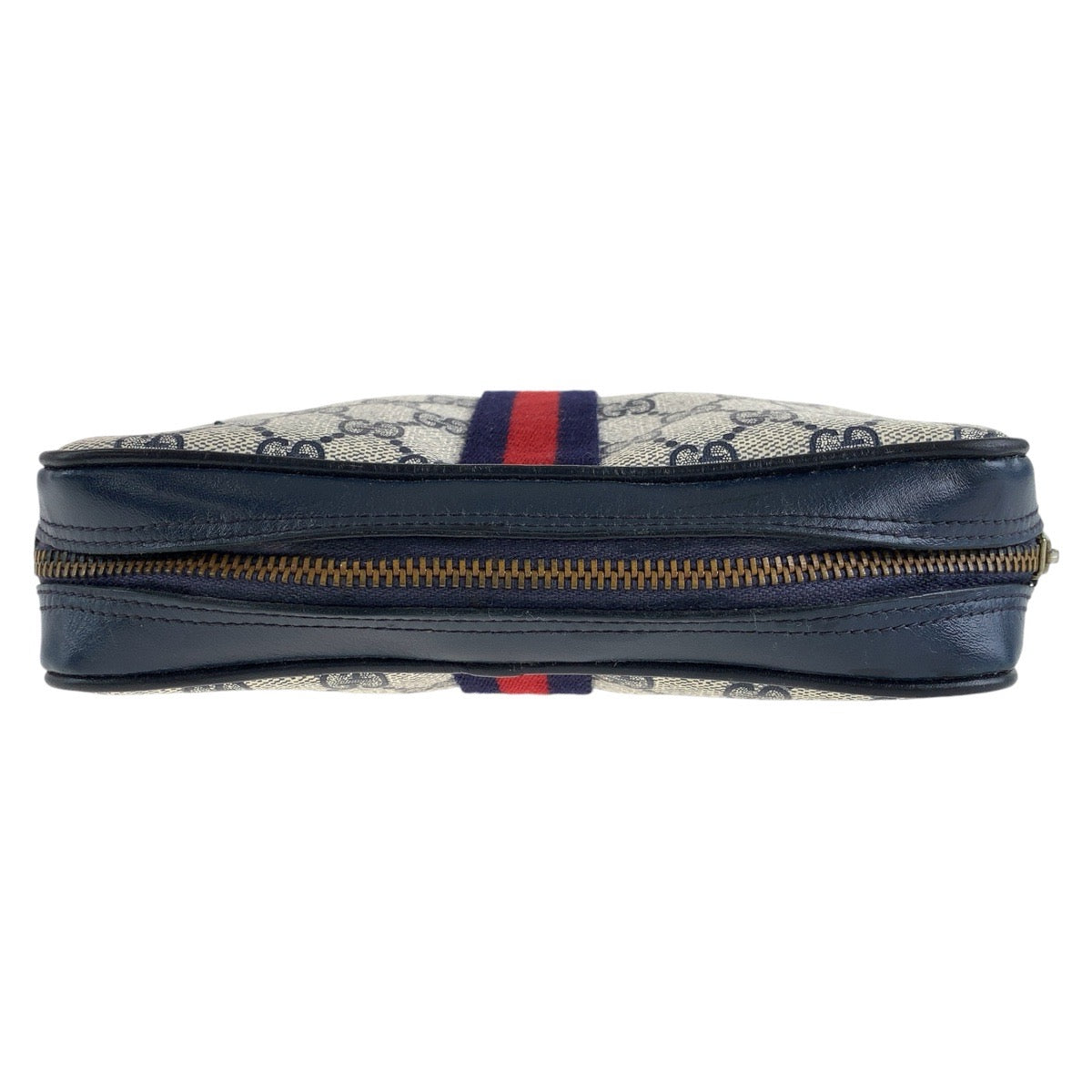 13861
GUCCI グッチ シェリーライン グレー ネイビー GGスプリームキャンバス クラッチバッグ ポーチ  レディース