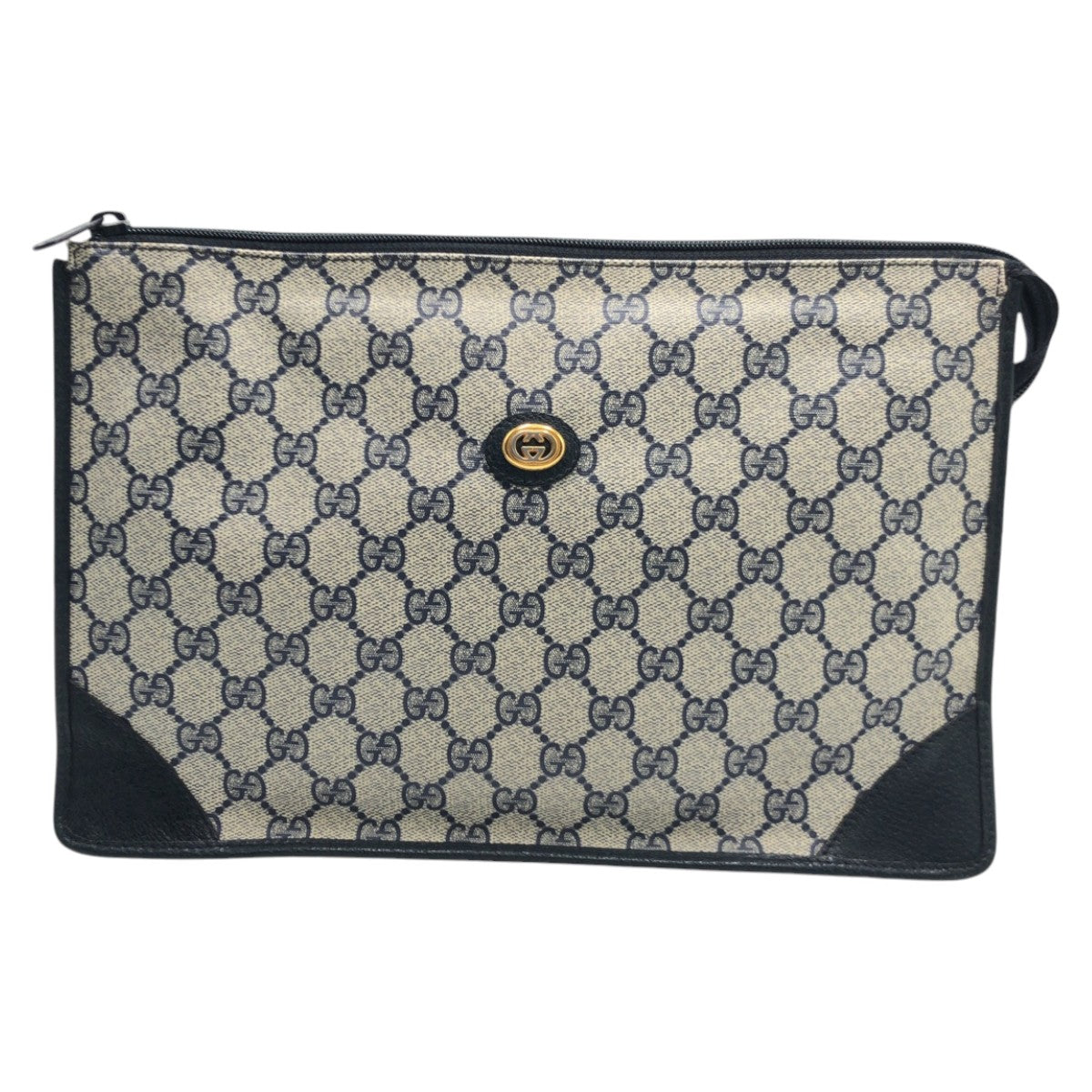13862
GUCCI グッチ ヴィンテージ ネイビー ゴールド金具 GGスプリームキャンバス 97 01 029 クラッチバッグ セカンドバッグ  レディース