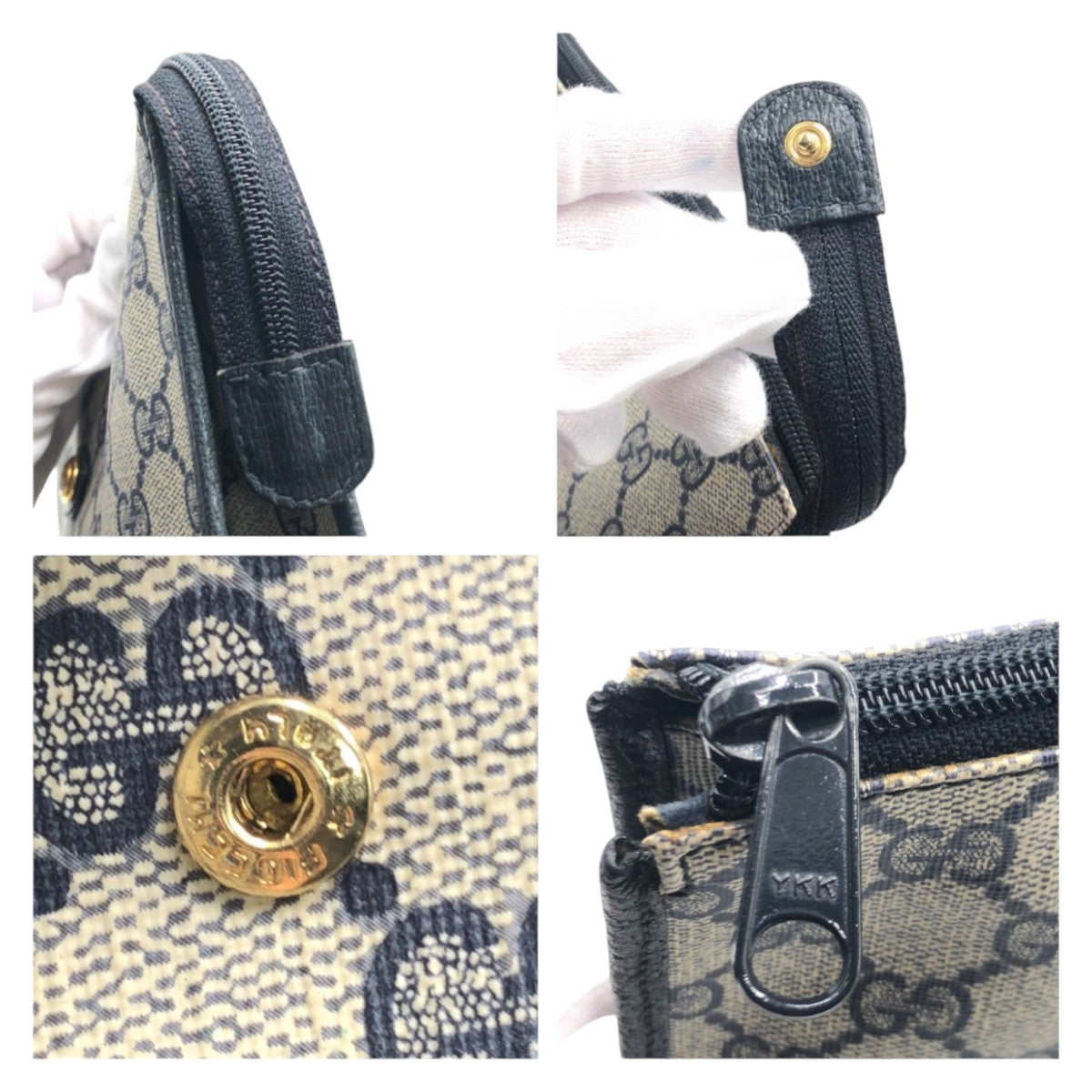 13862
GUCCI グッチ ヴィンテージ ネイビー ゴールド金具 GGスプリームキャンバス 97 01 029 クラッチバッグ セカンドバッグ  レディース