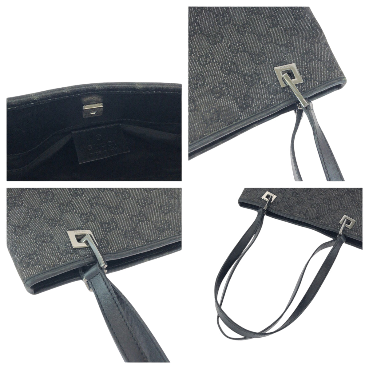 14357
GUCCI グッチ ブラック 黒 シルバー金具 GGキャンバス 36172 トートバッグ ショルダーバッグ  レディース