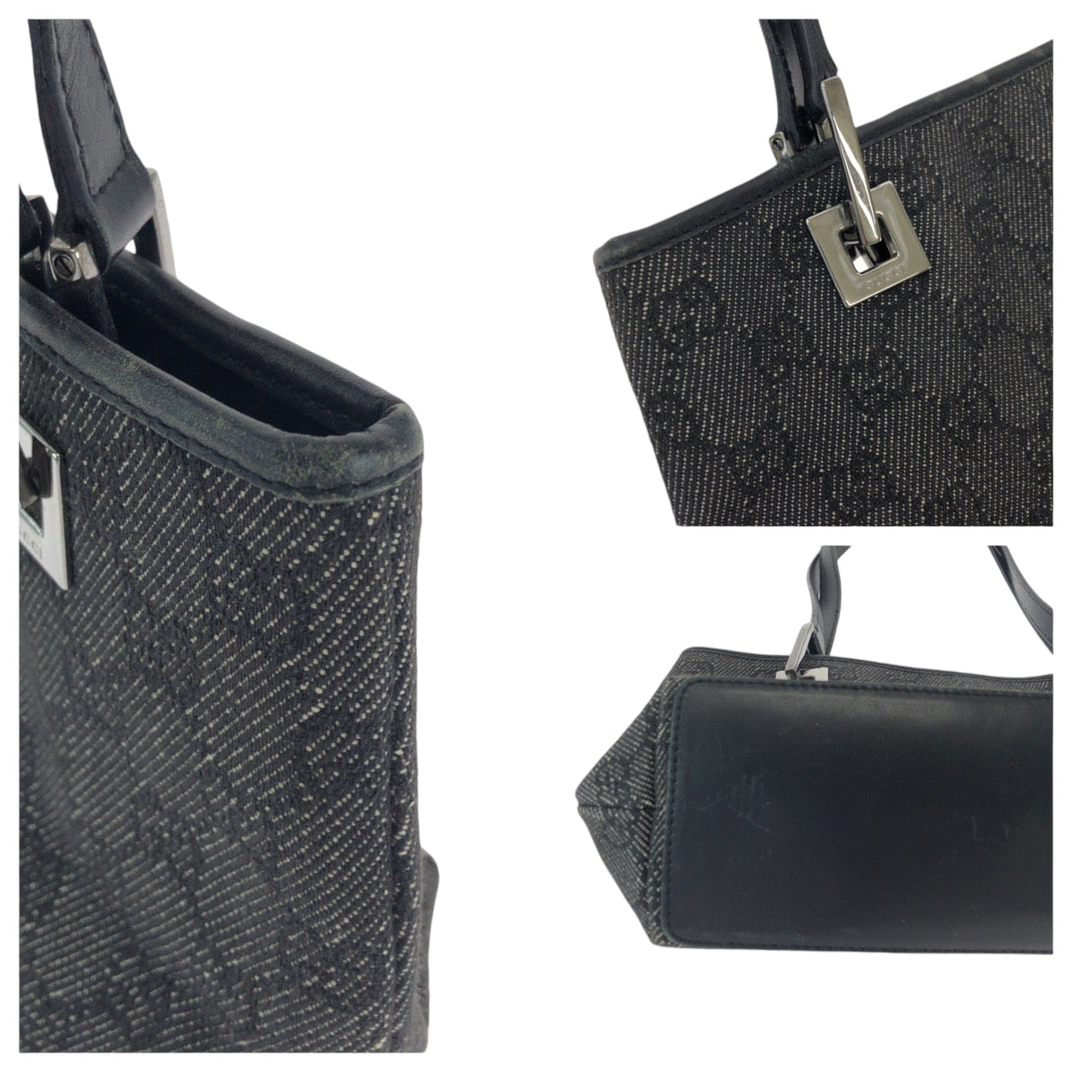 14357
GUCCI グッチ ブラック 黒 シルバー金具 GGキャンバス 36172 トートバッグ ショルダーバッグ  レディース