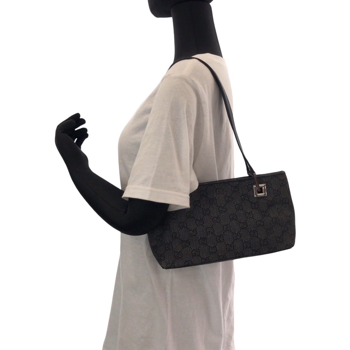 14357
GUCCI グッチ ブラック 黒 シルバー金具 GGキャンバス 36172 トートバッグ ショルダーバッグ  レディース