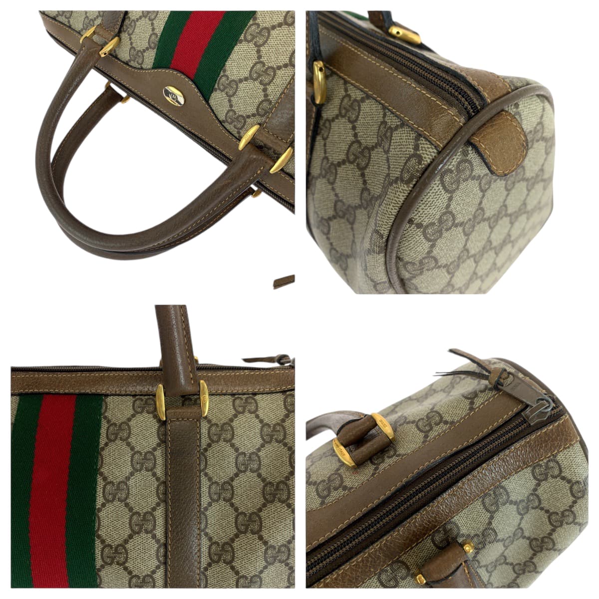 13864
GUCCI グッチ ヴィンテージ オールドグッチ シェリーライン ブラウン ベージュ ゴールド金具 GGスプリームキャンバス 24 02 007 ボストンバッグ ハンドバッグ  レディース