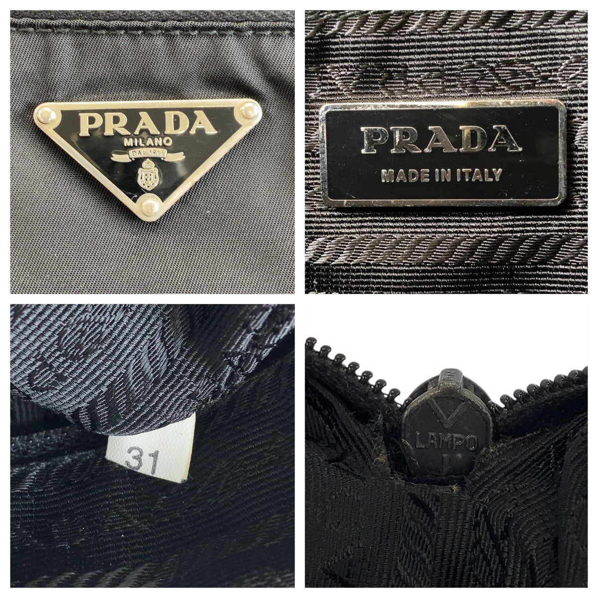 14359
PRADA プラダ テスート 三角ロゴプレート ブラック 黒 シルバー金具 ナイロン 斜め掛け ショルダーバッグ ポシェット  レディース