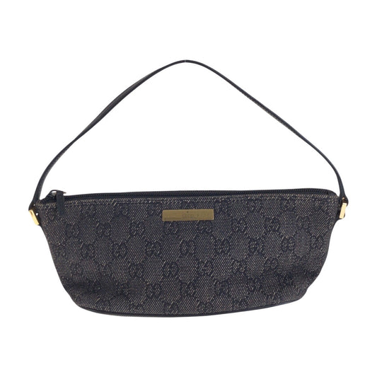 13866
GUCCI グッチ ブラック 黒 ゴールド金具 GGキャンバス / レザー 7198 ハンドバッグ アクセサリーポーチ  レディース