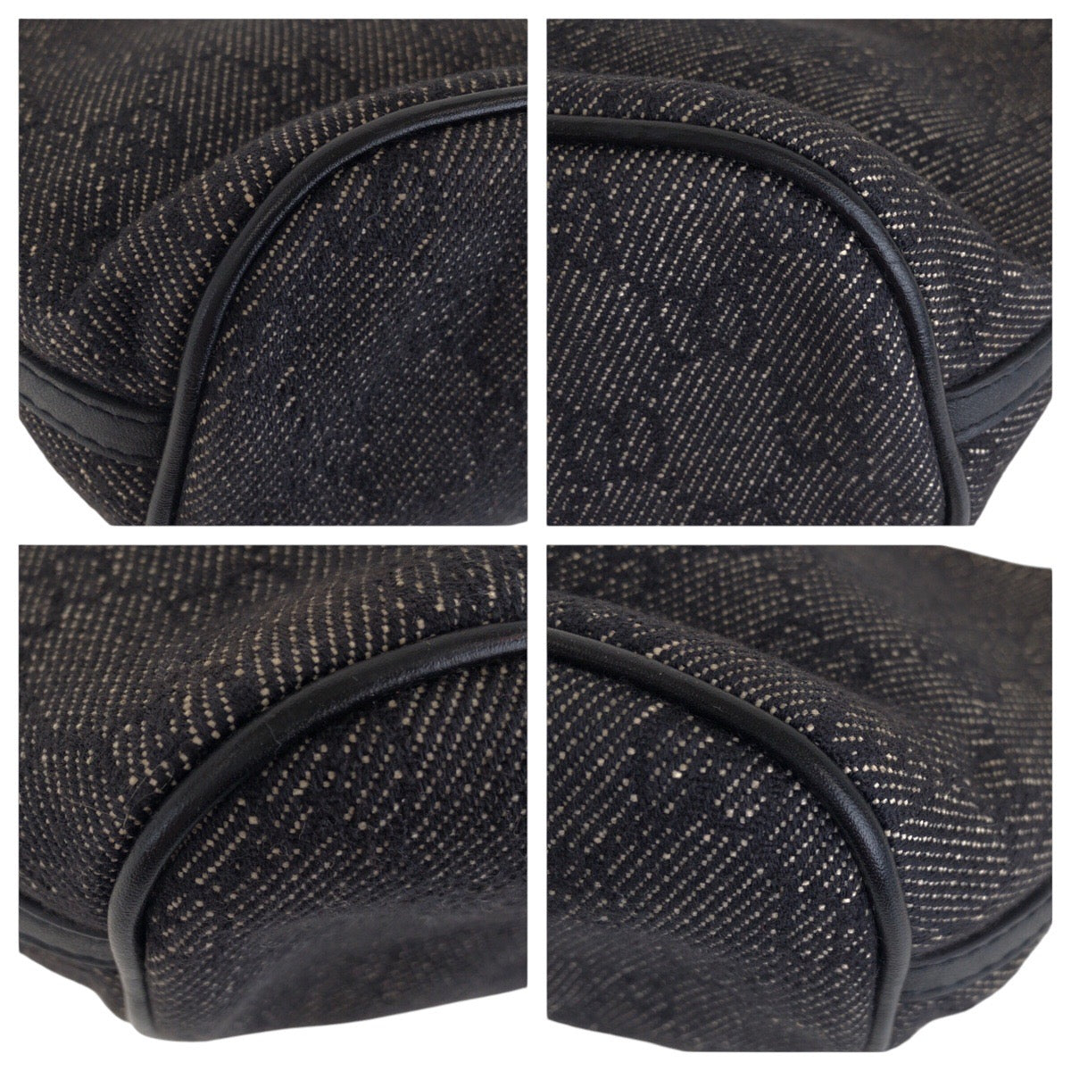 13866
GUCCI グッチ ブラック 黒 ゴールド金具 GGキャンバス / レザー 7198 ハンドバッグ アクセサリーポーチ  レディース