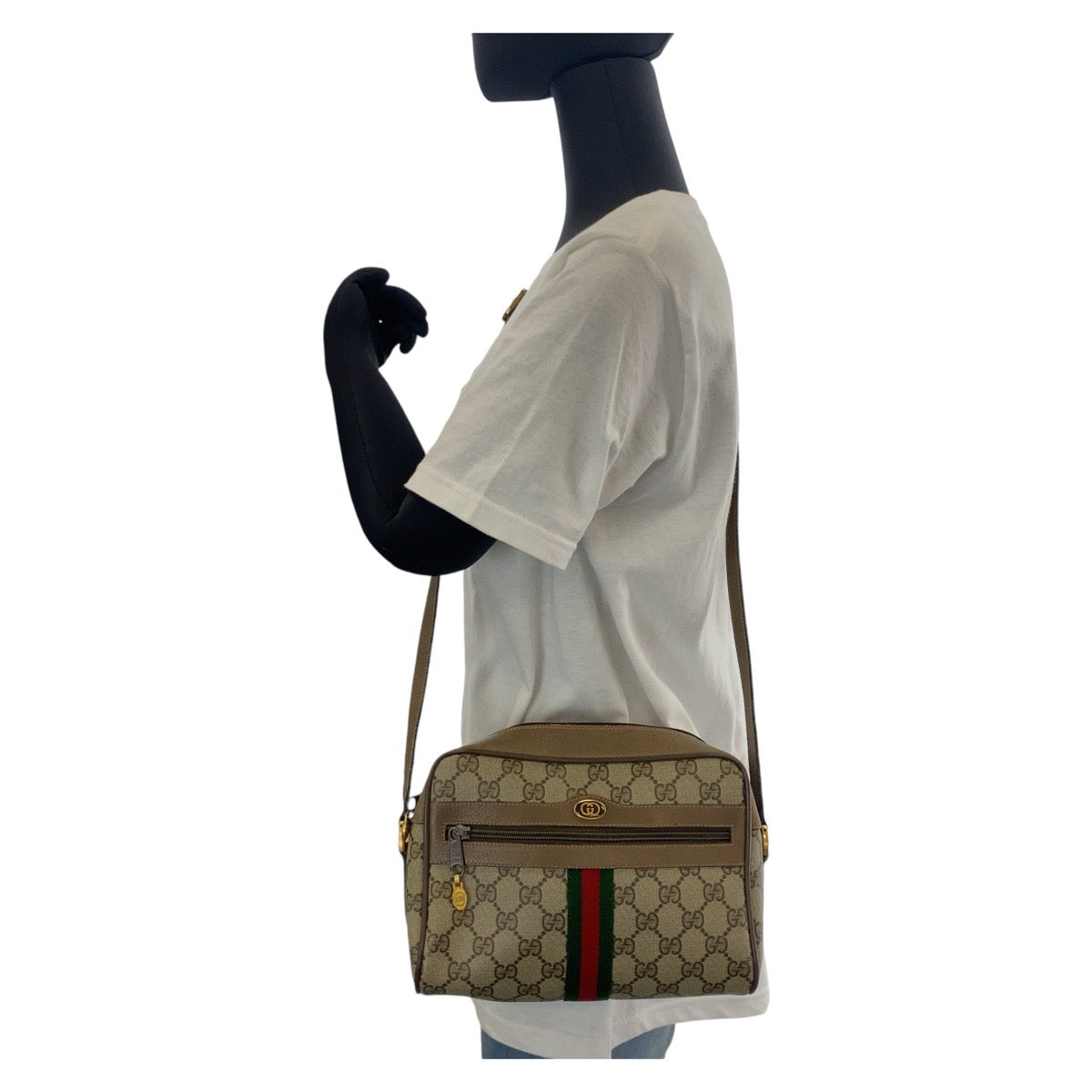 14360
GUCCI グッチ シェリーライン ベージュ ゴールド金具 GGスプリームキャンバス / レザー 68 02 004 斜め掛け ショルダーバッグ メッセンジャーバッグ  レディース