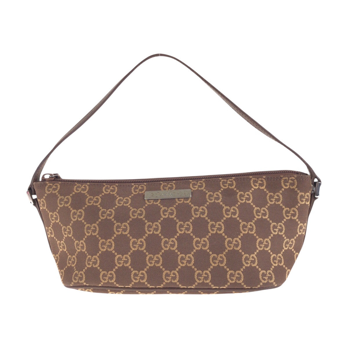 14362
GUCCI グッチ ブラウン シルバー金具 GGキャンバス 039 1103 アクセソワール  レディース