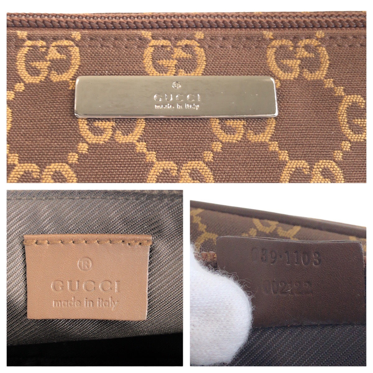 14362
GUCCI グッチ ブラウン シルバー金具 GGキャンバス 039 1103 アクセソワール  レディース