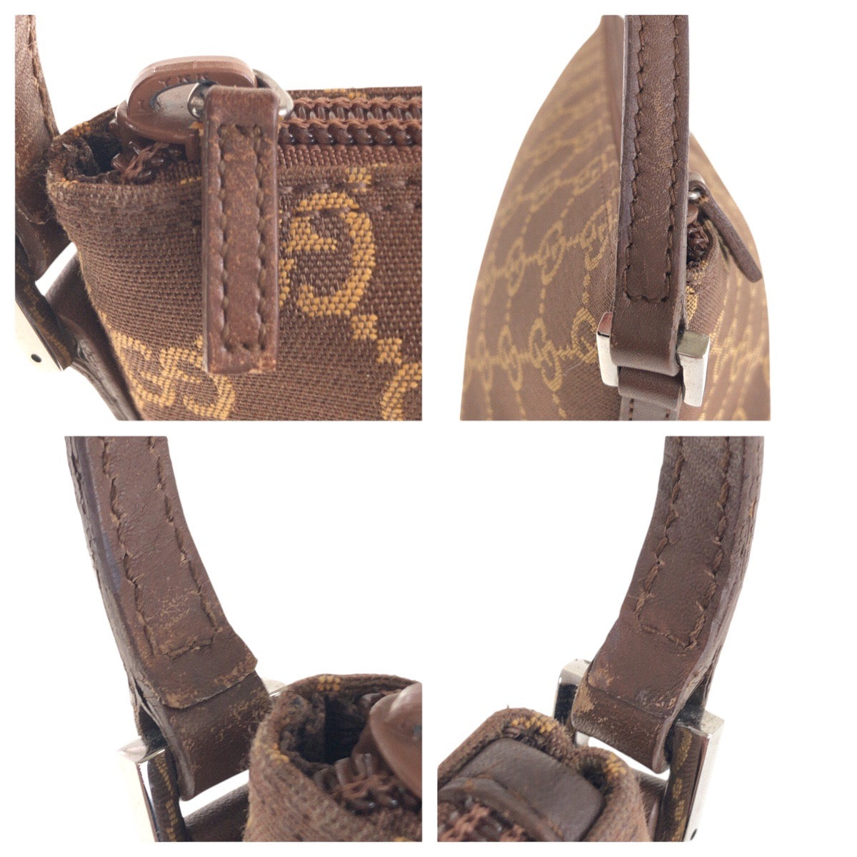 14362
GUCCI グッチ ブラウン シルバー金具 GGキャンバス 039 1103 アクセソワール  レディース