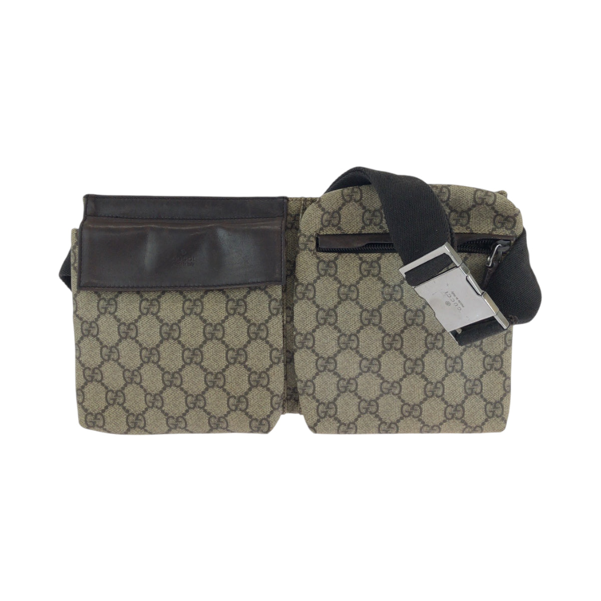 14363
GUCCI グッチ ブラウン ベージュ シルバー金具 GGスプリームキャンバス 23566 ボディバッグ ウエストポーチ バムバッグ  メンズ