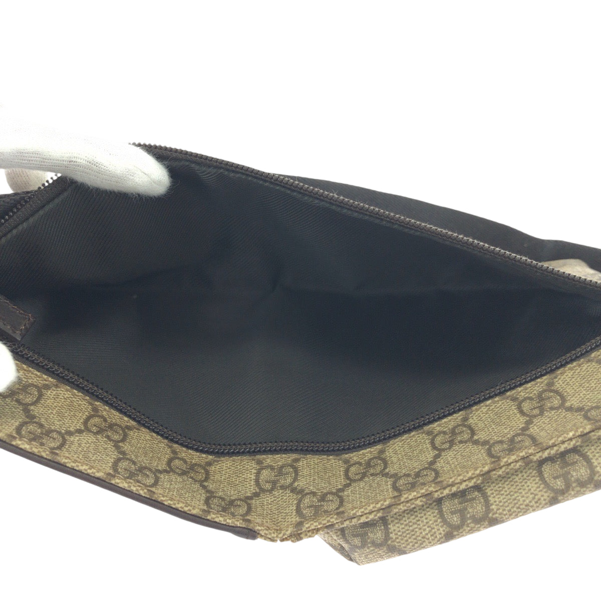 14363
GUCCI グッチ ブラウン ベージュ シルバー金具 GGスプリームキャンバス 23566 ボディバッグ ウエストポーチ バムバッグ  メンズ