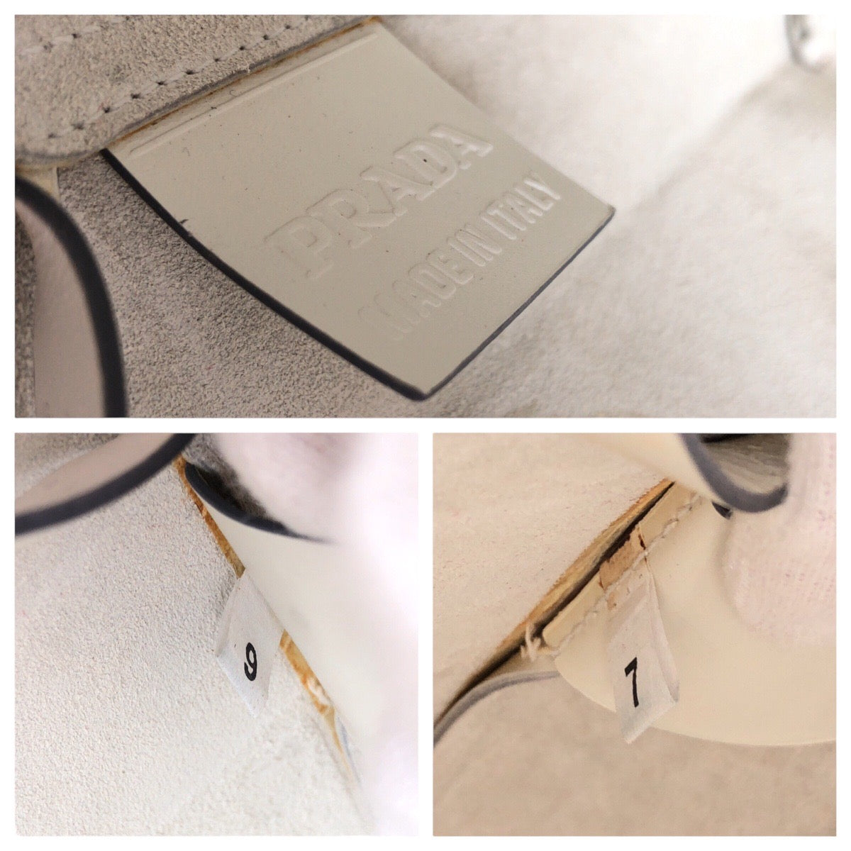 14364
PRADA プラダ パンチングロゴ ポーチ付き ホワイト シルバー金具 レザー トートバッグ ショルダーバッグ  レディース