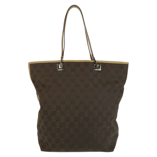 13868
GUCCI グッチ ブラウン ベージュ シルバー金具 GGキャンバス / レザー 31243 トートバッグ ショルダーバッグ  レディース