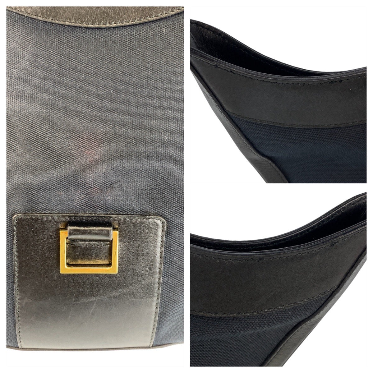 13872
GUCCI グッチ ブラック 黒 ゴールド金具 GGキャンバス 001 4129 ホーボー ショルダーバッグ  レディース