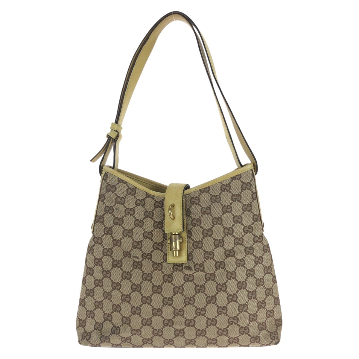 14367
GUCCI グッチ ジャッキー イエロー ベージュ ゴールド金具 GGキャンバス / レザー 110291 ショルダーバッグ  レディース
