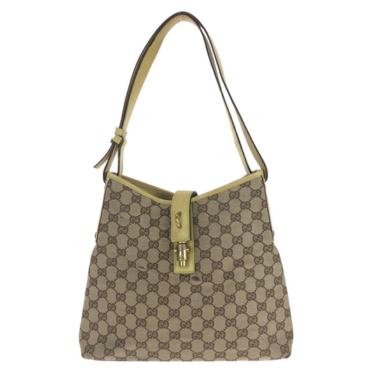 14367
GUCCI グッチ ジャッキー イエロー ベージュ ゴールド金具 GGキャンバス / レザー 110291 ショルダーバッグ  レディース