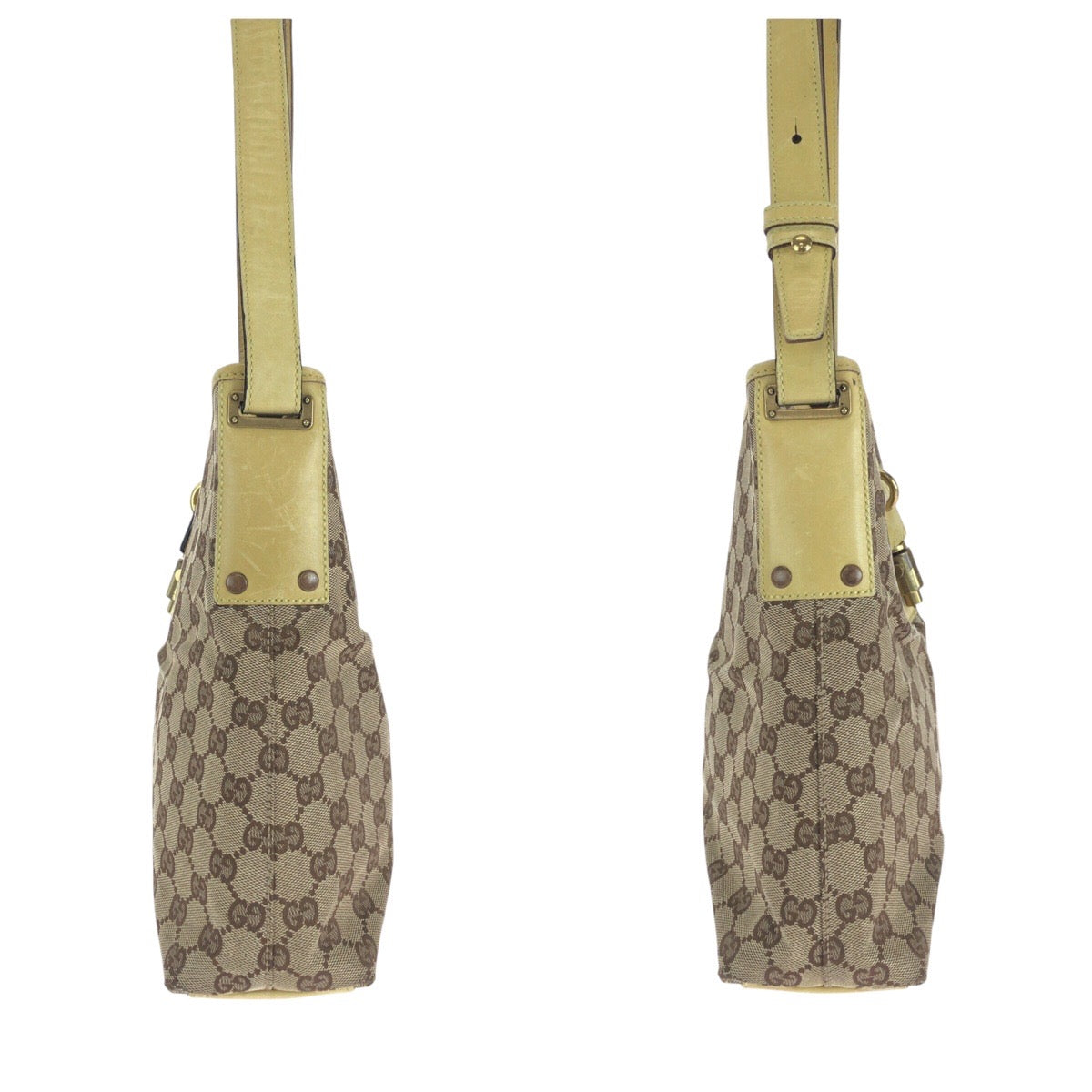 14367
GUCCI グッチ ジャッキー イエロー ベージュ ゴールド金具 GGキャンバス / レザー 110291 ショルダーバッグ  レディース