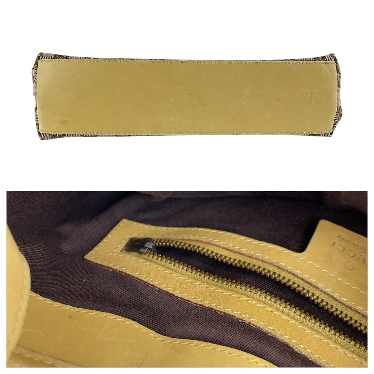 14367
GUCCI グッチ ジャッキー イエロー ベージュ ゴールド金具 GGキャンバス / レザー 110291 ショルダーバッグ  レディース