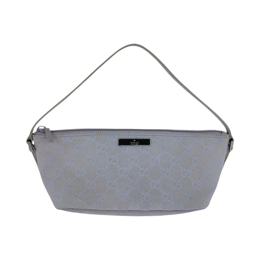 13873
GUCCI グッチ グレー シルバー金具 GGキャンバス / レザー 7198 ハンドバッグ アクセサリーポーチ  レディース