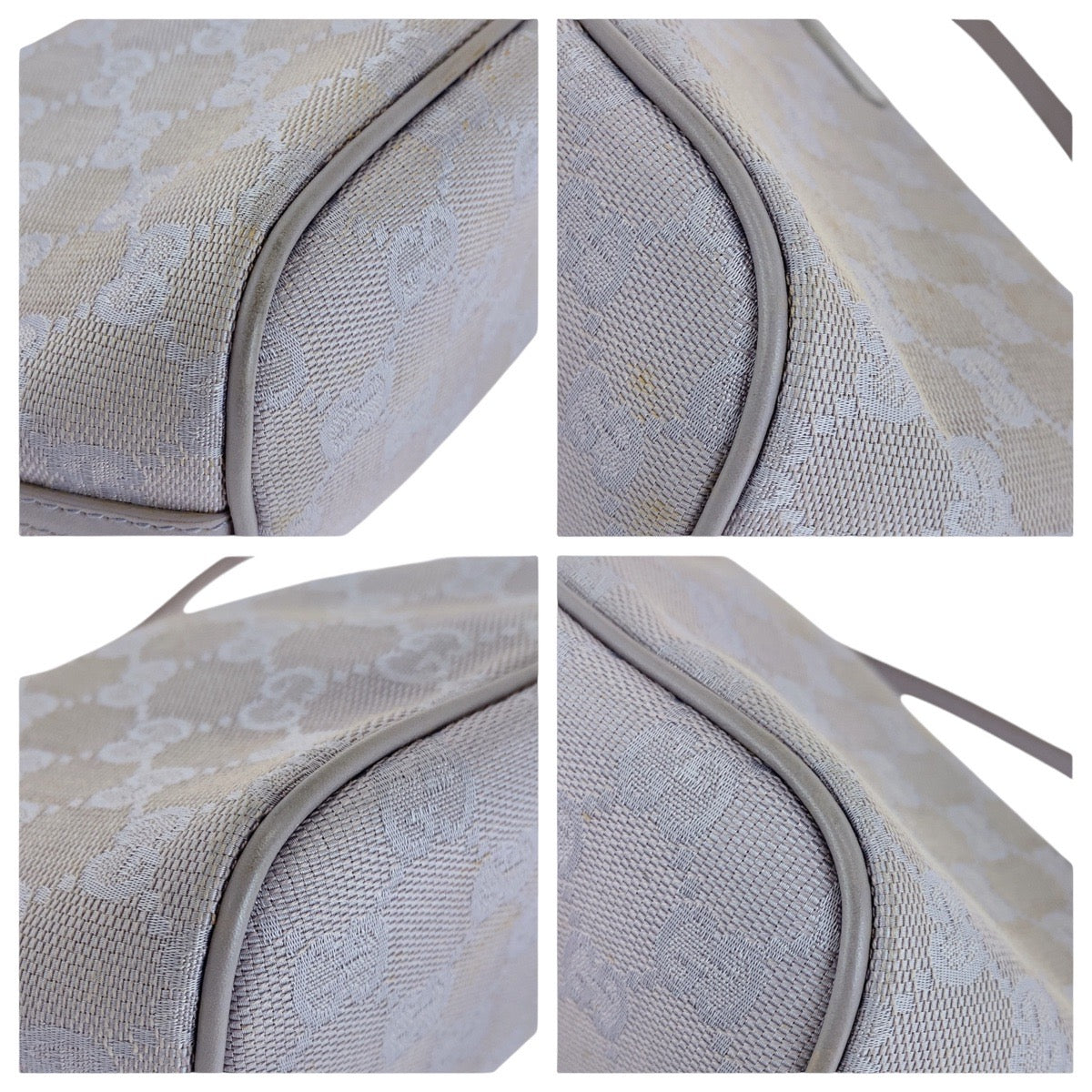 13873
GUCCI グッチ グレー シルバー金具 GGキャンバス / レザー 7198 ハンドバッグ アクセサリーポーチ  レディース