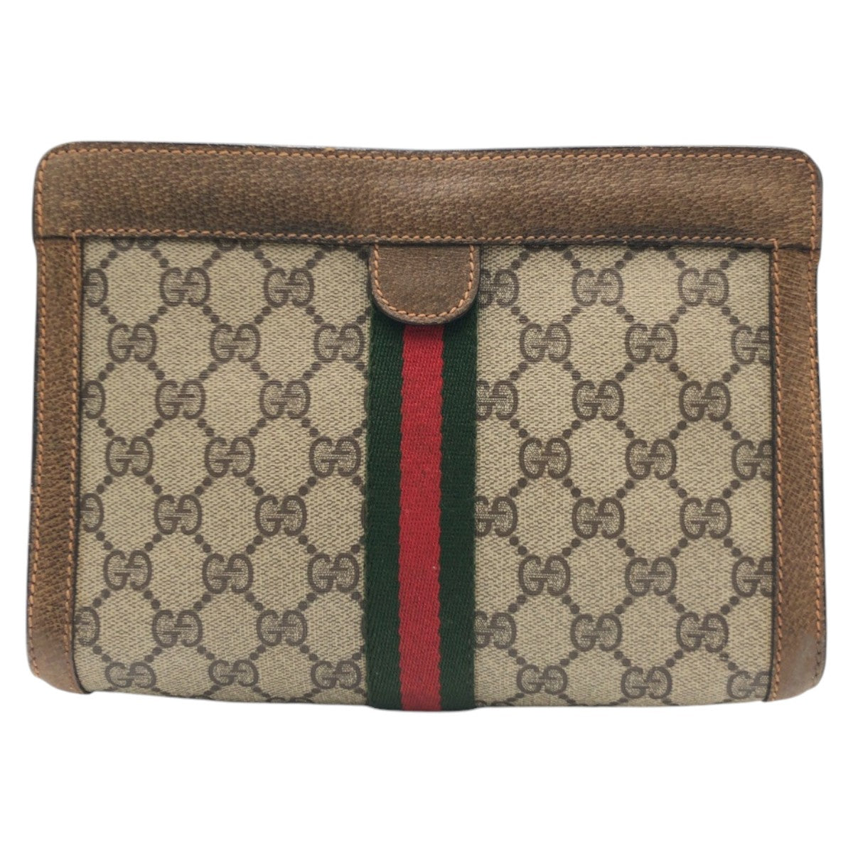 13874
GUCCI グッチ ヴィンテージ シェリーライン オールドグッチ ベージュ ブラウン GGスプリームキャンバス 84 01 001 クラッチバッグ セカンドバッグ  レディース