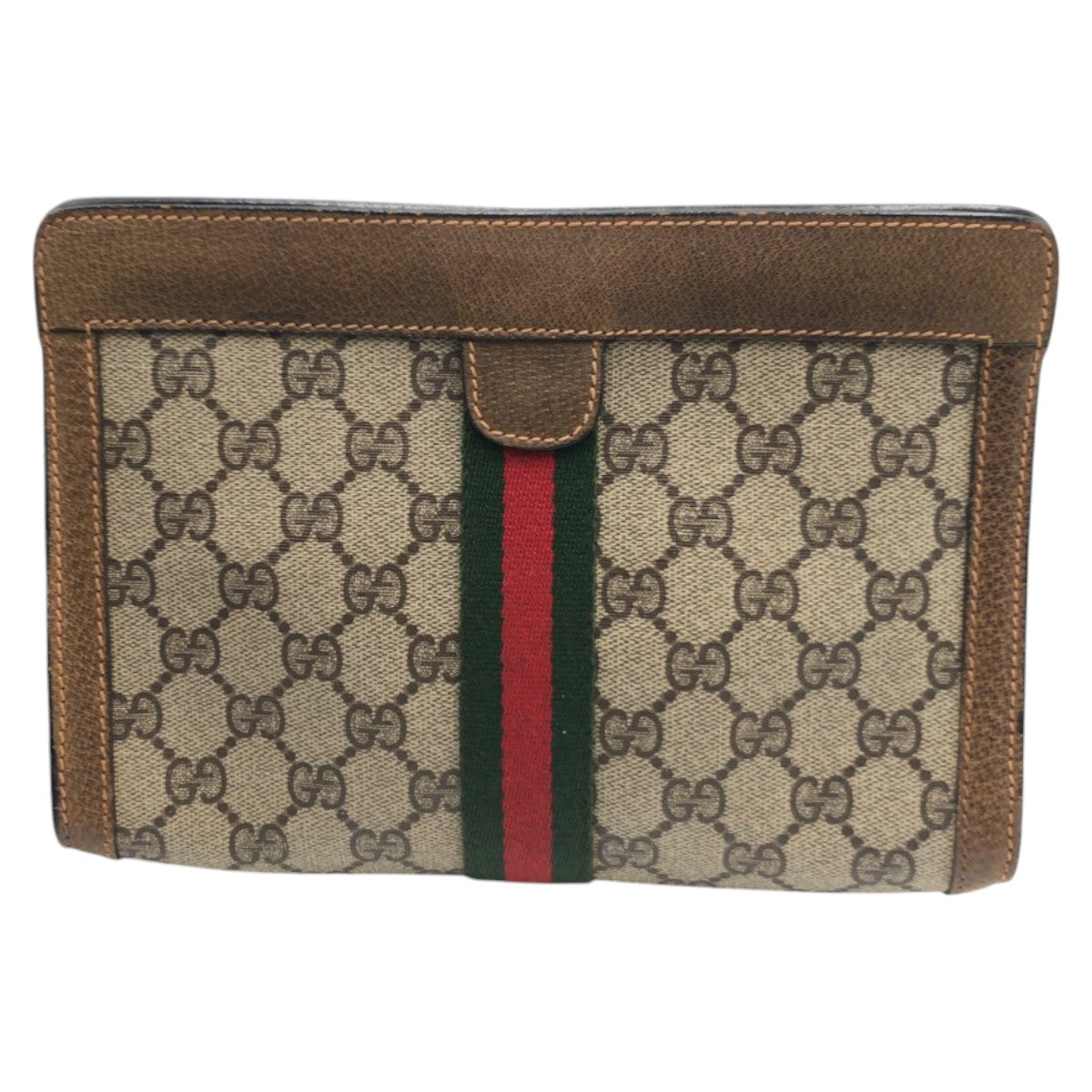 13874
GUCCI グッチ ヴィンテージ シェリーライン オールドグッチ ベージュ ブラウン GGスプリームキャンバス 84 01 001 クラッチバッグ セカンドバッグ  レディース
