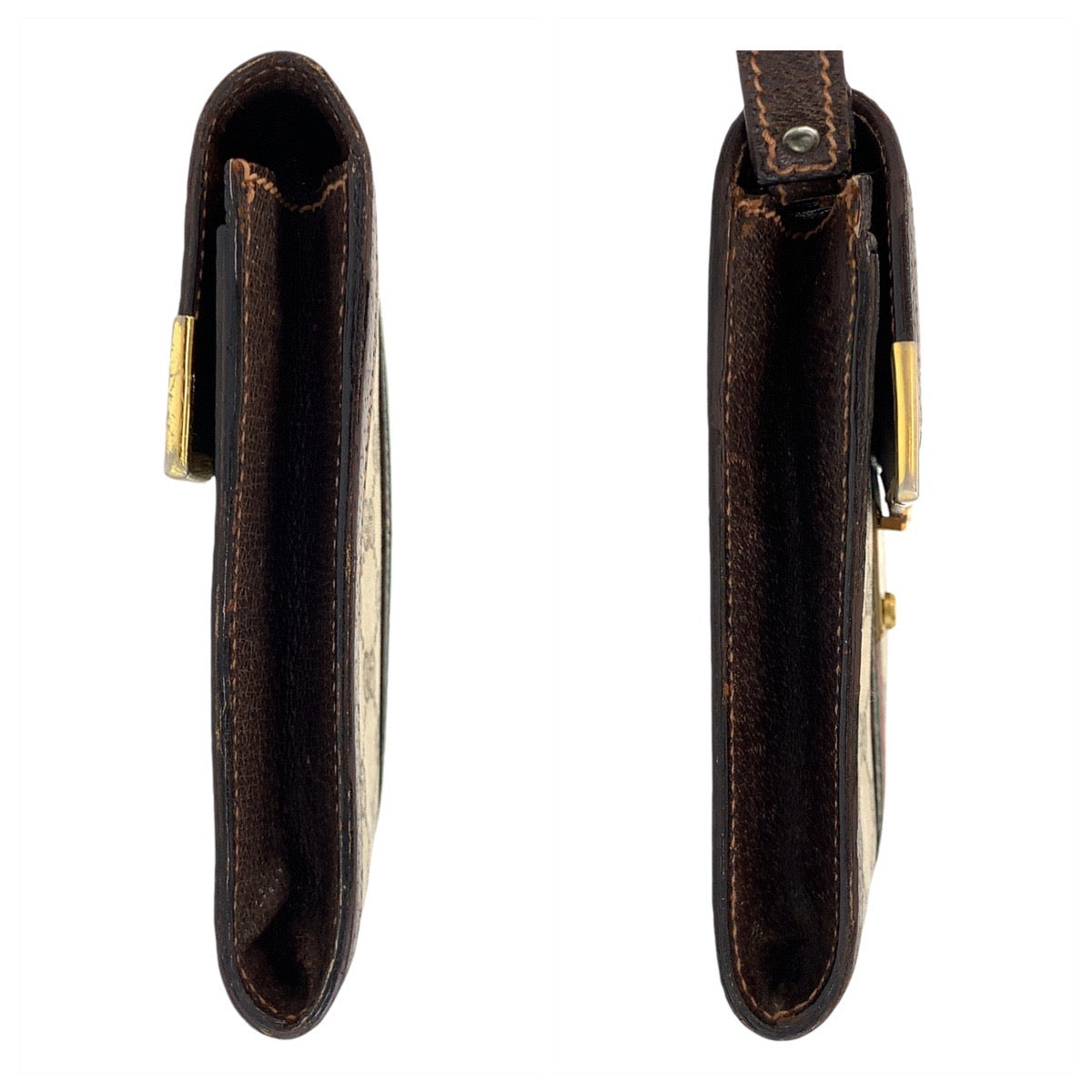 13875
GUCCI グッチ シェリーライン ベージュ ブラウン ゴールド金具 PVC / レザー クラッチバッグ セカンドバッグ  レディース