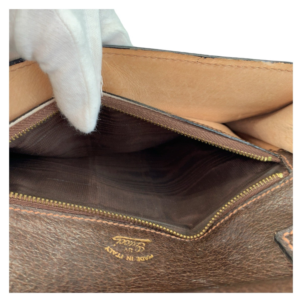 13875
GUCCI グッチ シェリーライン ベージュ ブラウン ゴールド金具 PVC / レザー クラッチバッグ セカンドバッグ  レディース