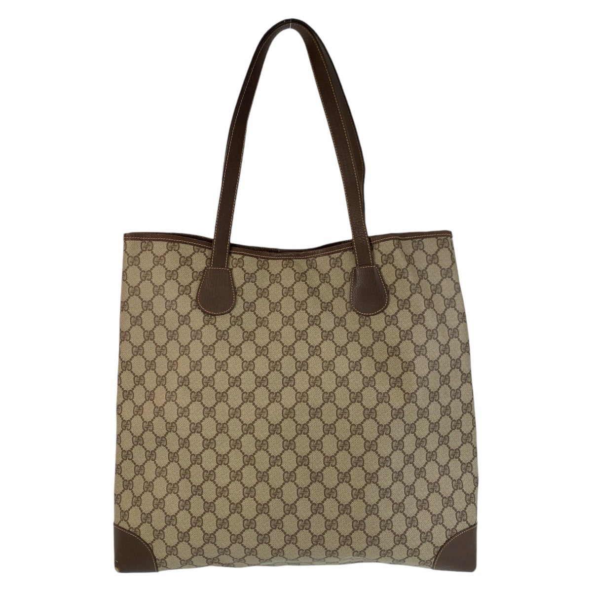 13879
GUCCI グッチ ヴィンテージ シェリーライン オールドグッチ ベージュ ブラウン ゴールド金具 PVC / レザー 002 123 0174 トートバッグ ショルダーバッグ  レディース