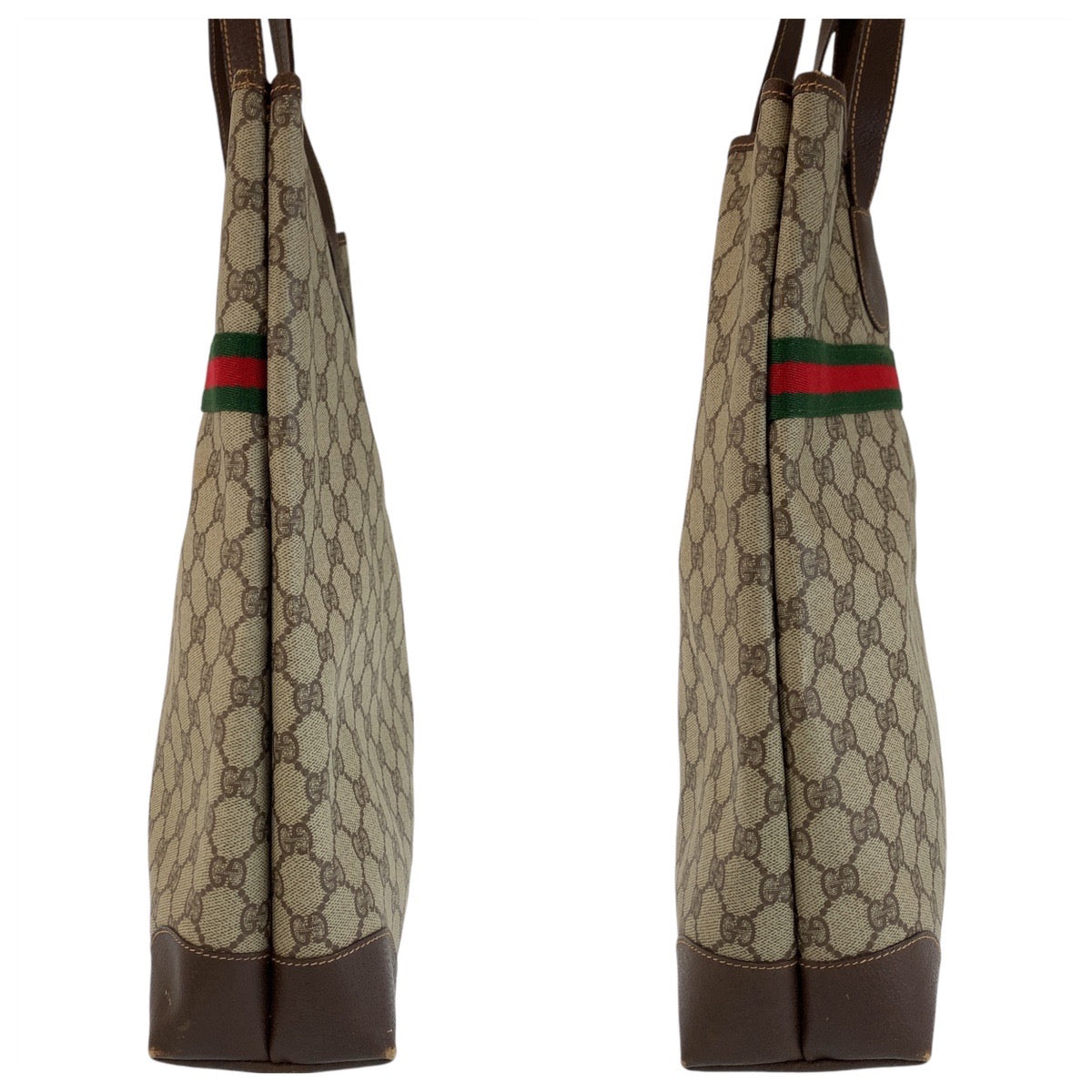 13879
GUCCI グッチ ヴィンテージ シェリーライン オールドグッチ ベージュ ブラウン ゴールド金具 PVC / レザー 002 123 0174 トートバッグ ショルダーバッグ  レディース