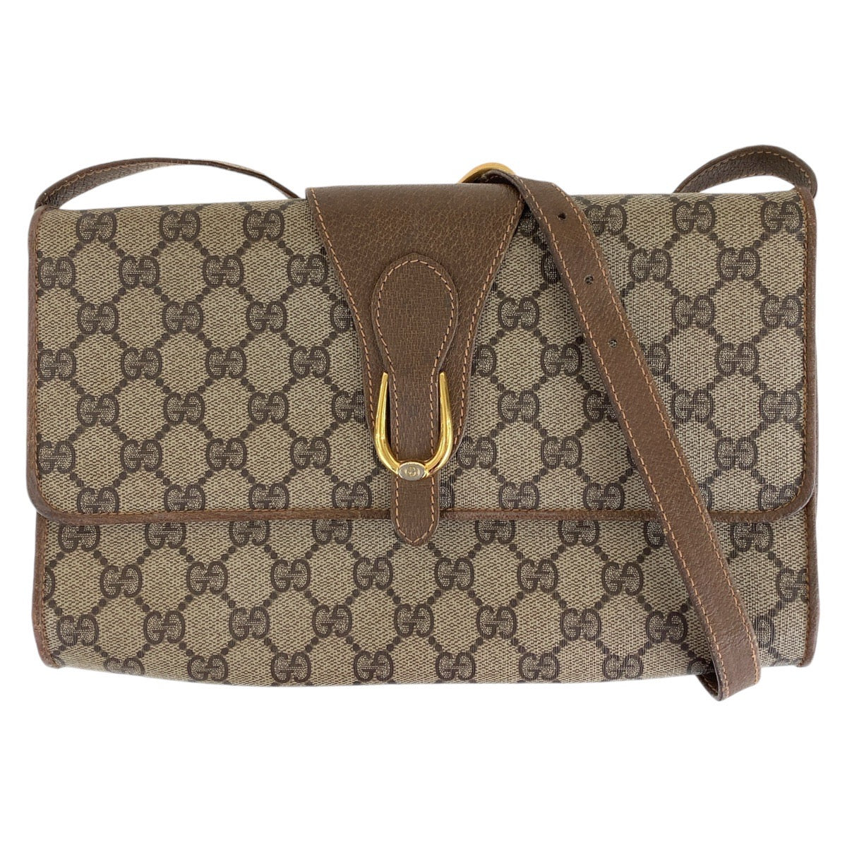 13880
GUCCI グッチ ヴィンテージ オールグッチ ブラウン ゴールド金具 GGスプリームキャンバス / レザー 904 02 050 ショルダーバッグ ポシェット  レディース