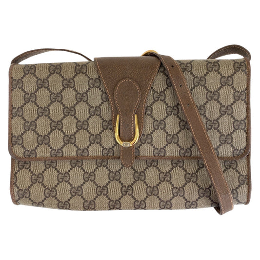 13880
GUCCI グッチ ヴィンテージ オールグッチ ブラウン ゴールド金具 GGスプリームキャンバス / レザー 904 02 050 ショルダーバッグ ポシェット  レディース