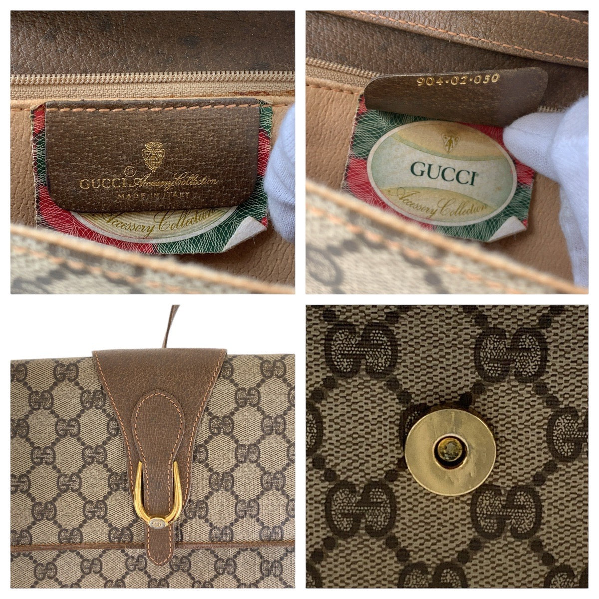13880
GUCCI グッチ ヴィンテージ オールグッチ ブラウン ゴールド金具 GGスプリームキャンバス / レザー 904 02 050 ショルダーバッグ ポシェット  レディース