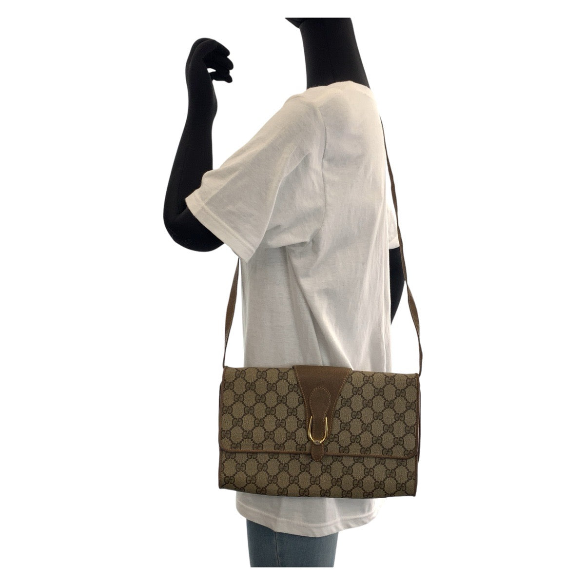 13880
GUCCI グッチ ヴィンテージ オールグッチ ブラウン ゴールド金具 GGスプリームキャンバス / レザー 904 02 050 ショルダーバッグ ポシェット  レディース