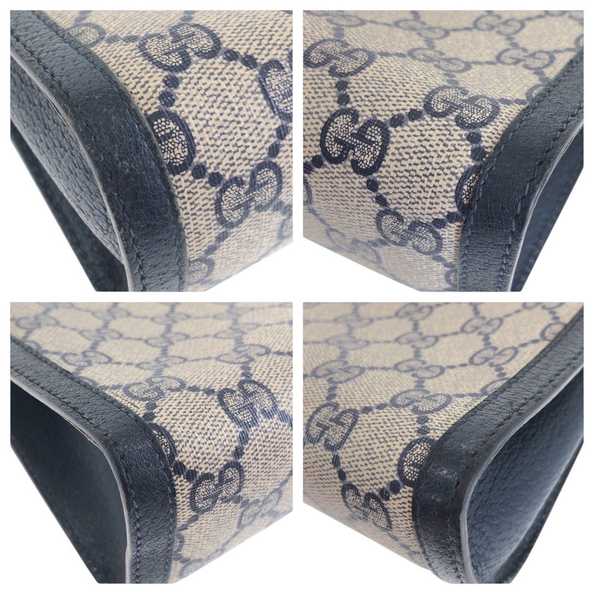 14368
GUCCI グッチ ヴィンテージ オールドグッチ シェリーライン ネイビー ゴールド金具 GGスプリームキャンバス / レザー 156 01 032 クラッチバッグ セカンドバッグ  メンズ