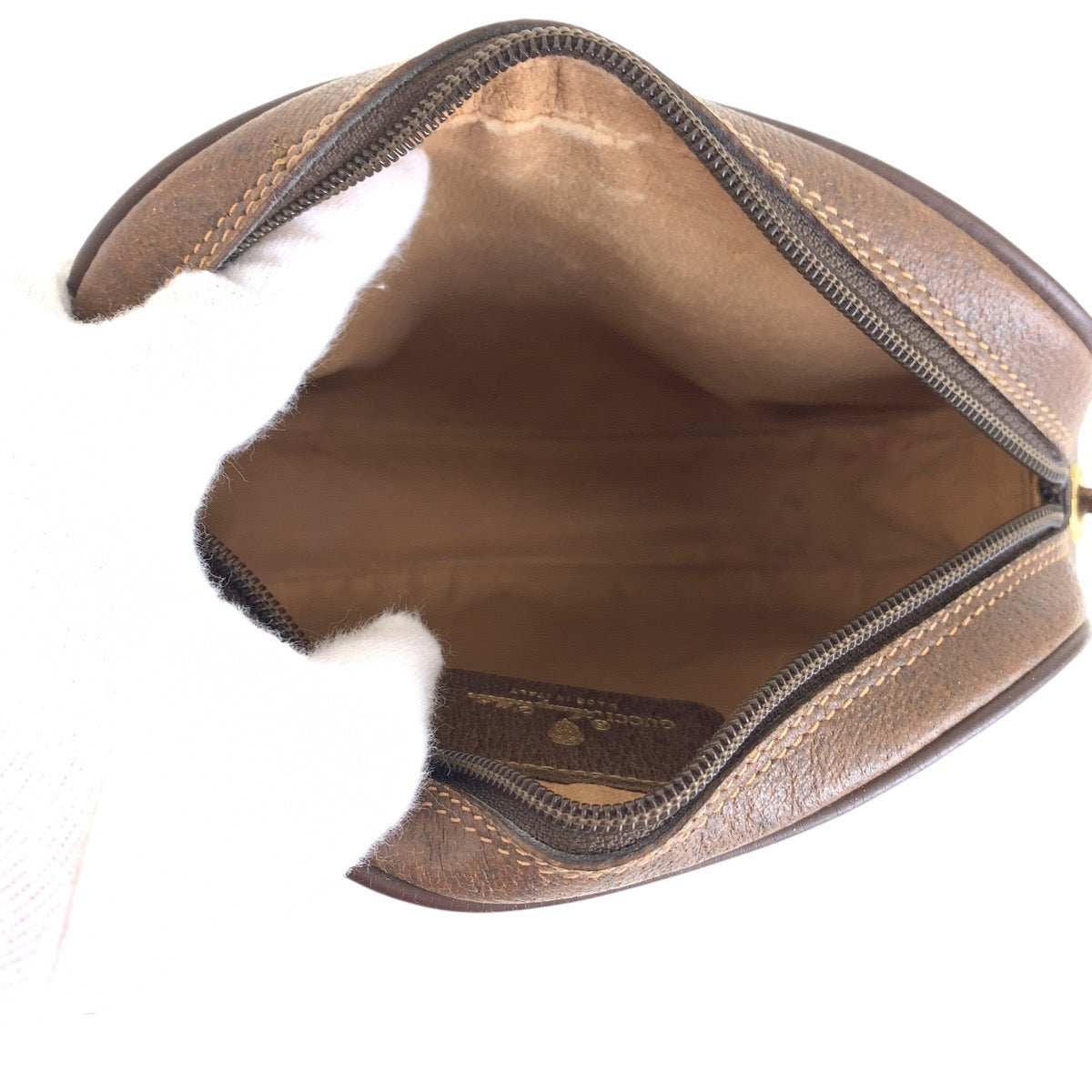 13881
GUCCI グッチ ヴィンテージ オールドグッチ ブラウン ゴールド金具 GGスプリームキャンバス / レザー 156 02 066 ショルダーバッグ ポシェット  レディース