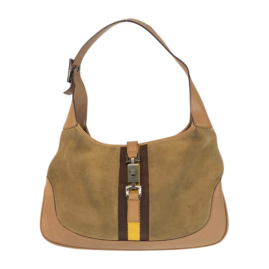 13884
GUCCI グッチ ジャッキー シェリーライン ブラウン マルチカラー シルバー金具 スウェード 001.3306 2684 ホーボー ショルダーバッグ  レディース
