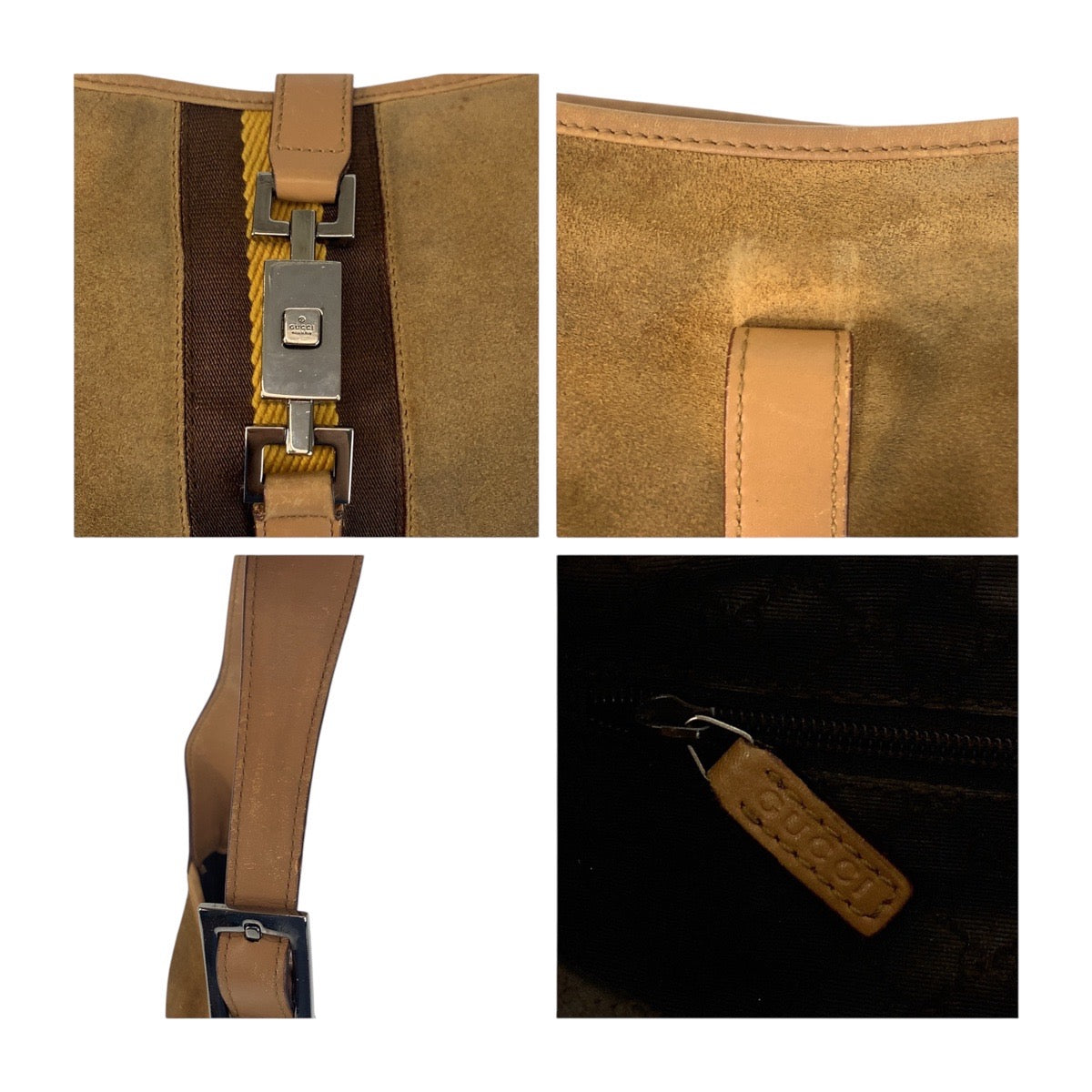 13884
GUCCI グッチ ジャッキー シェリーライン ブラウン マルチカラー シルバー金具 スウェード 001.3306 2684 ホーボー ショルダーバッグ  レディース