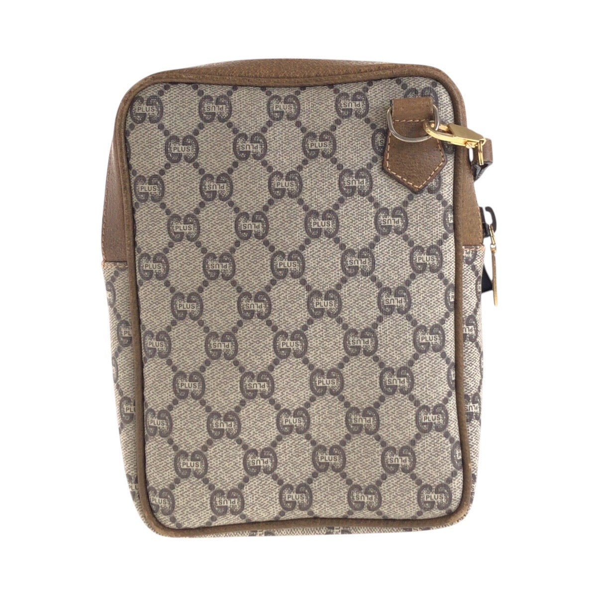 14371
GUCCI グッチ ヴィンテージ GUCCIプラス ベージュ ゴールド金具 GGスプリームキャンバス / レザー 斜め掛け ショルダーバッグ  レディース AB17