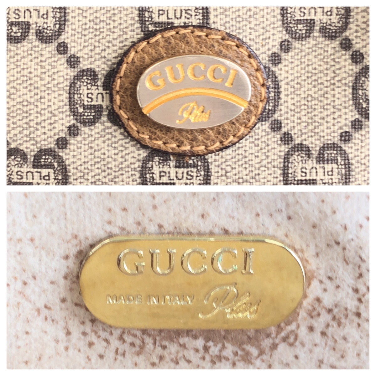 14371
GUCCI グッチ ヴィンテージ GUCCIプラス ベージュ ゴールド金具 GGスプリームキャンバス / レザー 斜め掛け ショルダーバッグ  レディース AB17