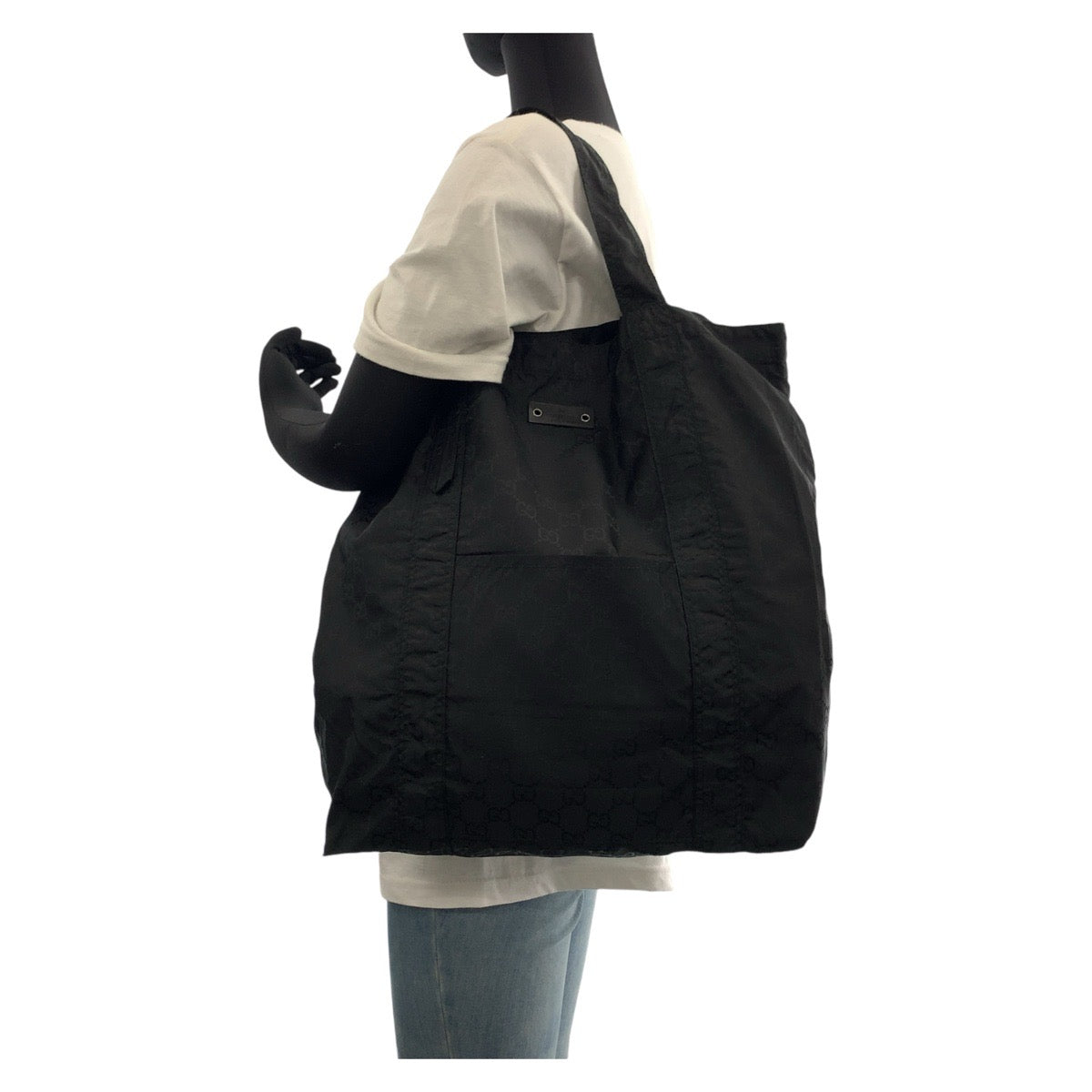 13885
GUCCI グッチ GG柄 テディベア ポーチ付き ブラック 黒 ナイロン 223669 トートバッグ エコバッグ  レディース